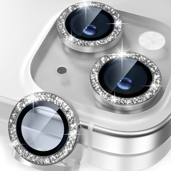 För Apple 15/15 Plus mobiltelefon kameralinsskydd glitter diamant