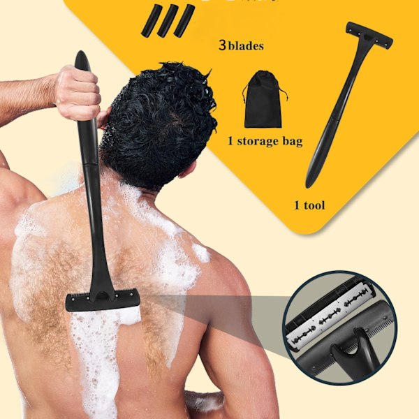 Ryg Hårfjerner, Ryg Shaver, Aftagelig Kropsbarbermaskine, Mænd, Sammenklappelig Ryg Shaver, Effektiv Rygbarbering