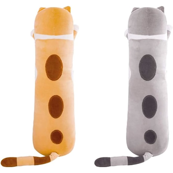 Katt Plysch Kudde Docka Leksak Mjuk Katt Gosedjur Lång Kudde Leksak Kattunge Kroppskudde Gåva till Barn och Flickvän (Brun, 70cm)