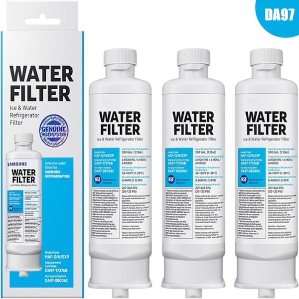 3-pakks Vannfilter til Kjøleskap DA97-17376B DA97-08006C HAF-QIN HAF-QIN/EXP for Samsung Multidørs Kjøleskap