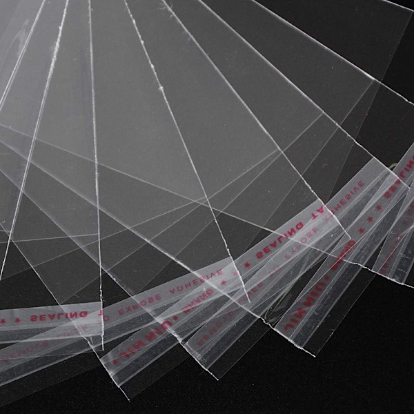 200-pack transparenta cellofanpåsar i plast med självhäftande förslutning 6 x 10 cm