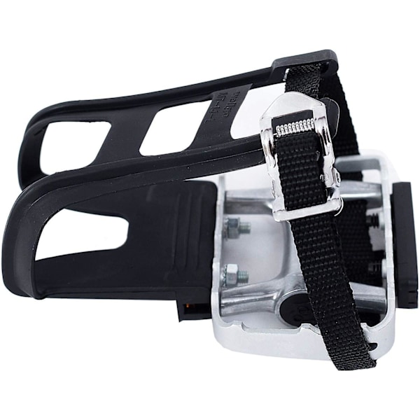 Cykelpedal med clips og stropper. Velegnet til spinningcykler, motionscykler, stationære cykler og udendørs cykler, 9/16 tommer aksel.