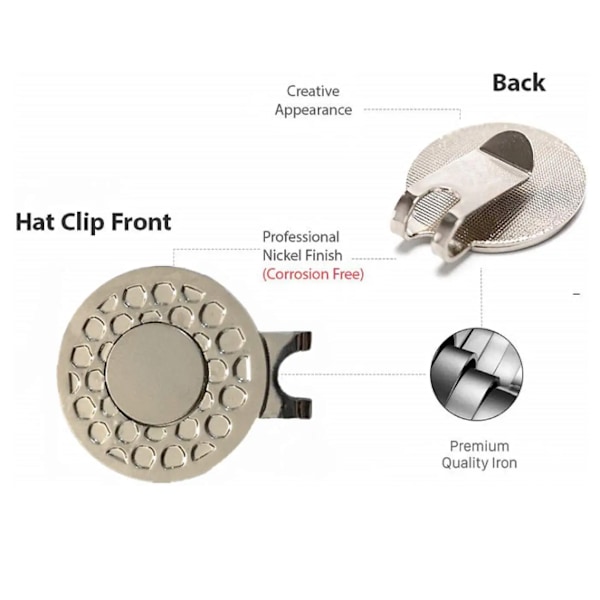 Magnetisk Golf Hat Clip 2-pak med Bling Golfvogn Boldmærke{DH}