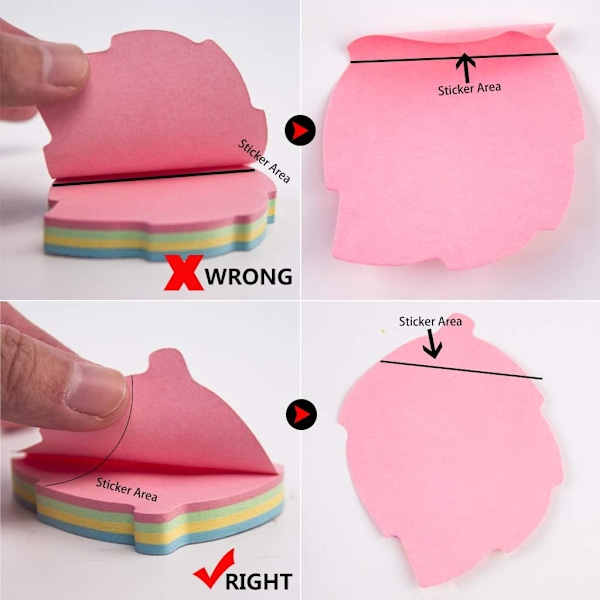 Selvklebende bladformede notater - 10 blokker med 76x76 mm selvklebende post-it lapper i søte blandede farger