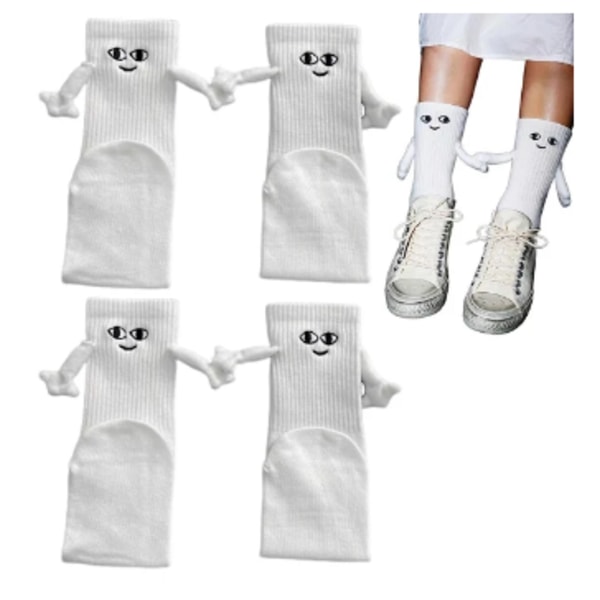 2 pairs of pairs of holding hands socks, magnetic funny holding white