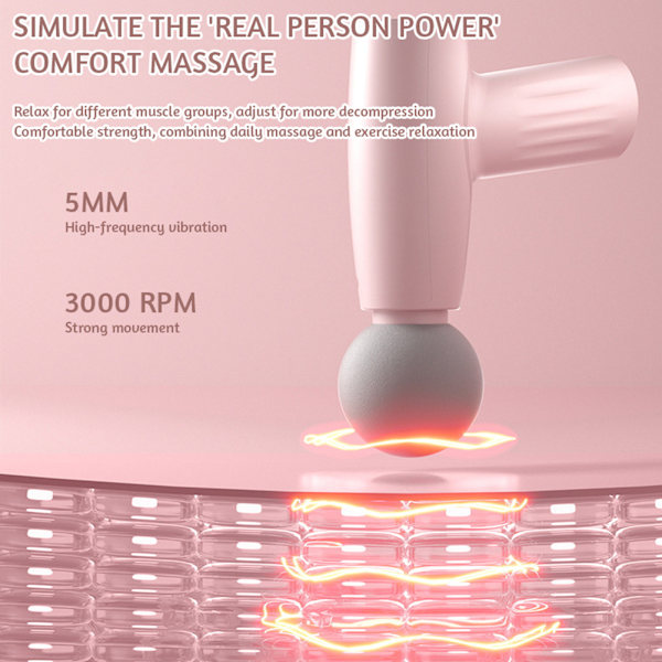 Mini Portabel Fascia Muskelmassageapparat USB-laddningsenhet för Muskelavslappning för Smärtlindring Pink