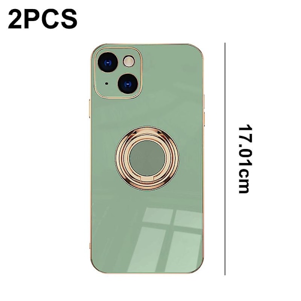 Iphone 14 Plus -näytönsuojakalvolla, pinnoitettu sisäänrakennetulla 360 asteen kiertävällä magneettirenkaalla, jalustan pidike, 2 kpl green
