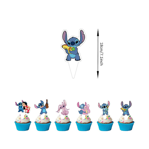 2023 Disney Lilo & Stitch Bursdagsfest Dekorasjoner Tilbehør Banner Ballonger Kakepynt Sett Søt Tegneseriefigur Stitch Festgave