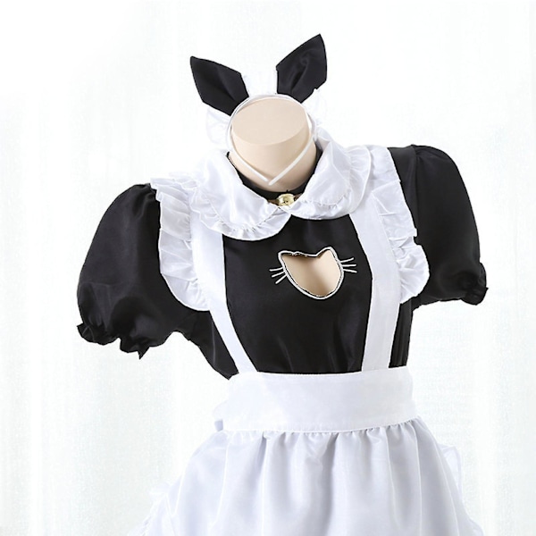 Uusi seksikäs Lolita-palvelijatyttömekko söpöllä ontto-kissakuviolla tytöille Anime Cosplay-asu S-3xl S