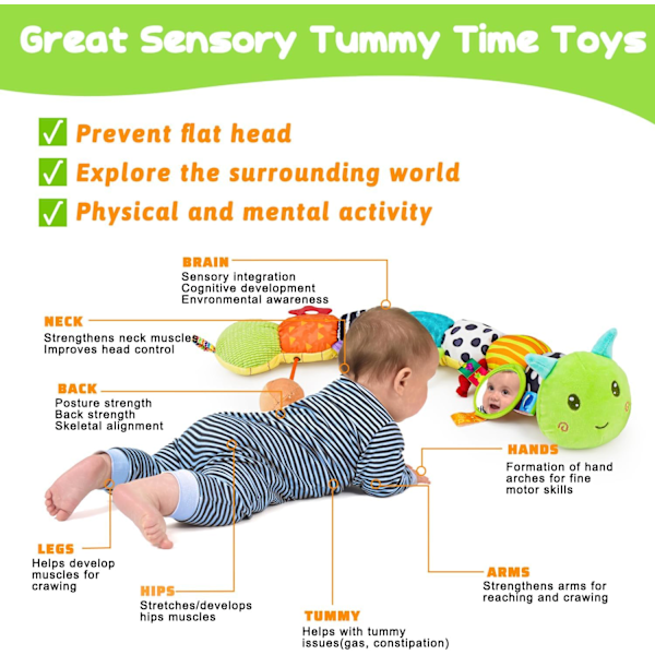 Baby Sensory Leksaker 0-3 Månader Musikdjur Plyschlarv Leksak Baby Spegel Rassel 6-12 Månader Pojke Flicka Nyfödd Födelsedagspresent
