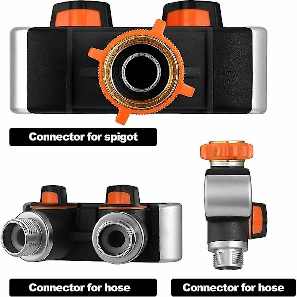 Way Irrigation, Slangesplitter, Slangekobling, Justerbar Vannstrøm, Perfekt for Utendørs Kran