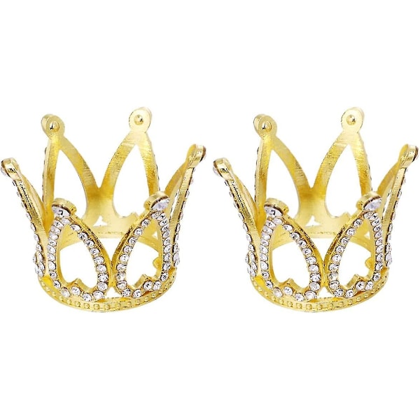2 stk. Krone Kakepynt Bursdag Bryllupskake Mini Krone Ornament (Gull) -AD9-[DH]