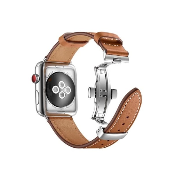 Rem for Apple Watch 38/40/41 mm i ekte lær med Eko Brown foldespenne chestnut