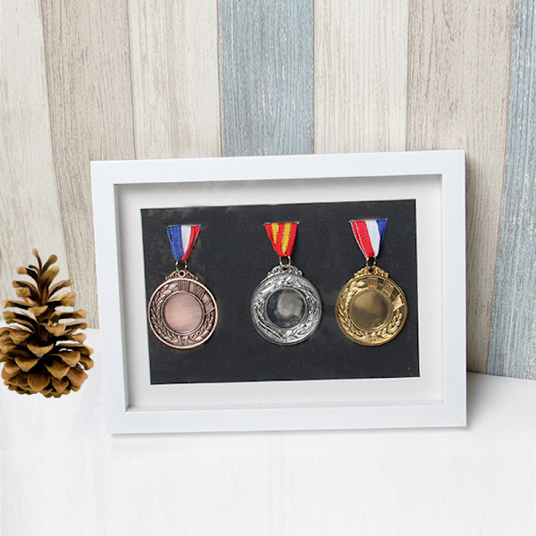 Medalje displayramme, sportsmedalje 3D boks fotoramme, medalje minnesmedalje displaystativ fotoramme (21*30cm, ekskludert medaljer)