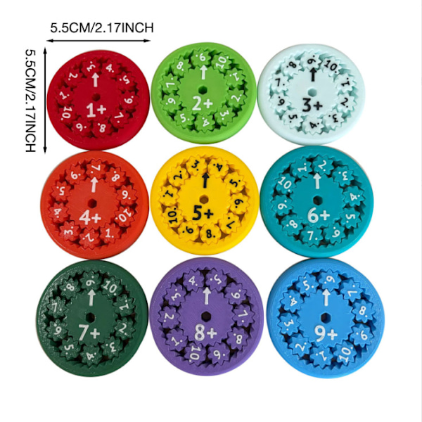 En uppsättning nya MATTE FIDGET SPINNERS Matematik Fingertoppsgyro Pedagogiska Leksaker Lägg till och subtrahera 9p Add and subtract 9pcs Plastic model