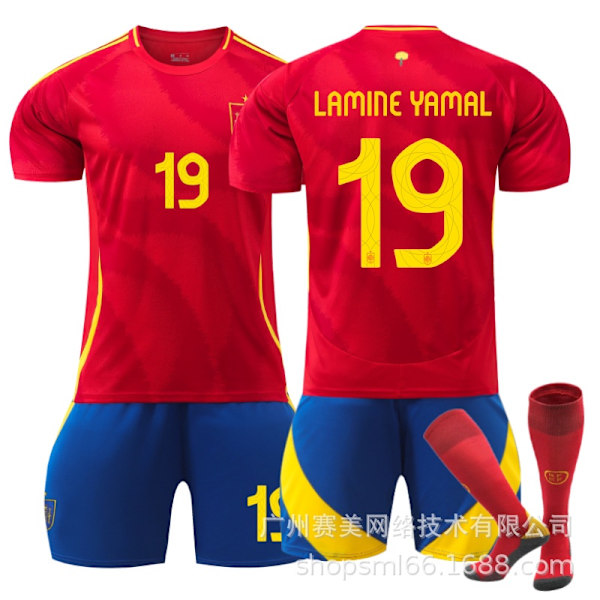 Lamine Yamal 19 Spania EC Hjemmefotballdrakt, Siste Voksen Barn Ny Sesong Fotballdrakt Kids 18(100-110cm)