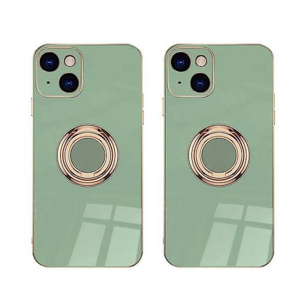 Iphone 14 Plus -näytönsuojakalvolla, pinnoitettu sisäänrakennetulla 360 asteen kiertävällä magneettirenkaalla, jalustan pidike, 2 kpl green