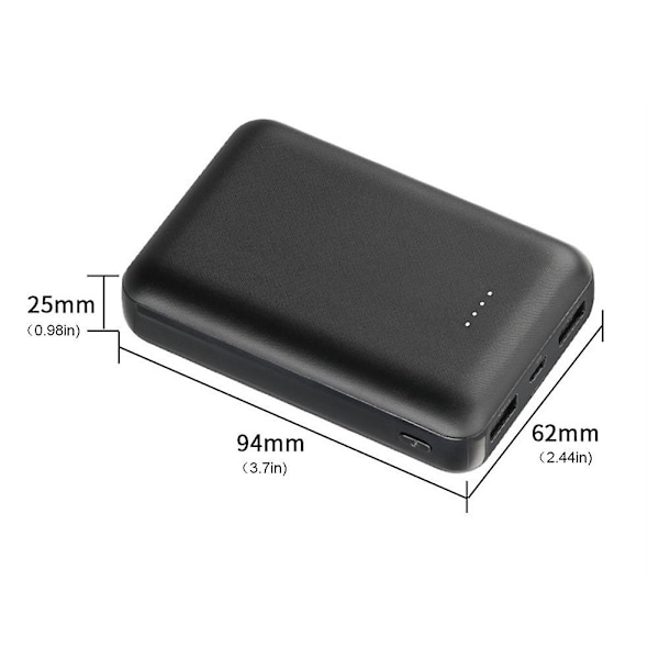 10000mAh Power Bank 5V 2A Lataus Li-polymeeri Akkulaite Lämmittävään Liiviin, Huiville, Sukille, Hanskoille ja Akun Käynnistykseen Black