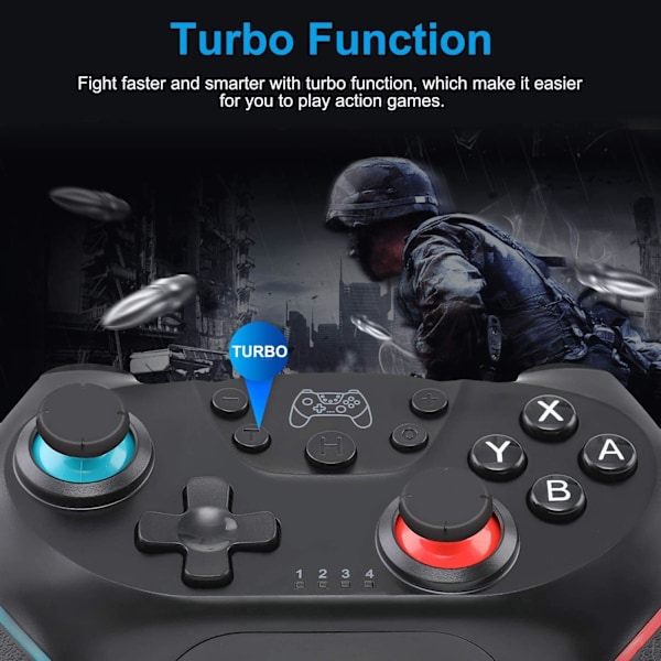 Switch Pro Controller med Vækning, Trådløs Switch Controller med 6-Akset Gyro til Switch/Switch OLED/Switch Lite