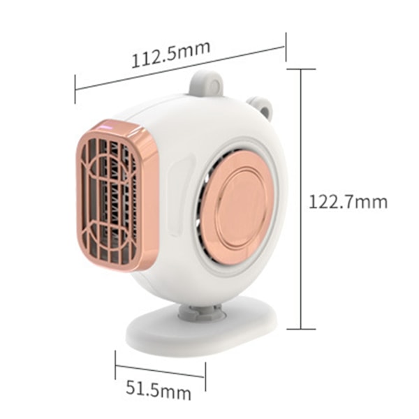 Bærbar Bilvarmer Sikkerhet Energibesparende Selvklebende 360-graders Roterende Bilvarmer 2 i 1 Defroster Avdugger Hvit og rosa 24V White and pink