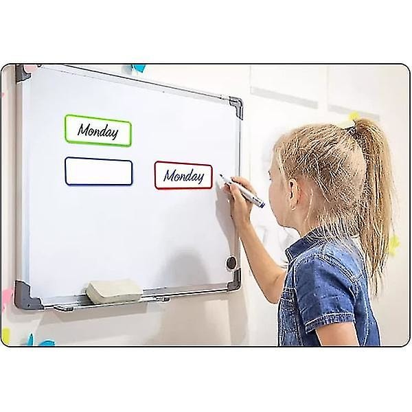 54-pakning whiteboard-magneter, 9 farger - 29 x 79 mm - skrivbare magneter