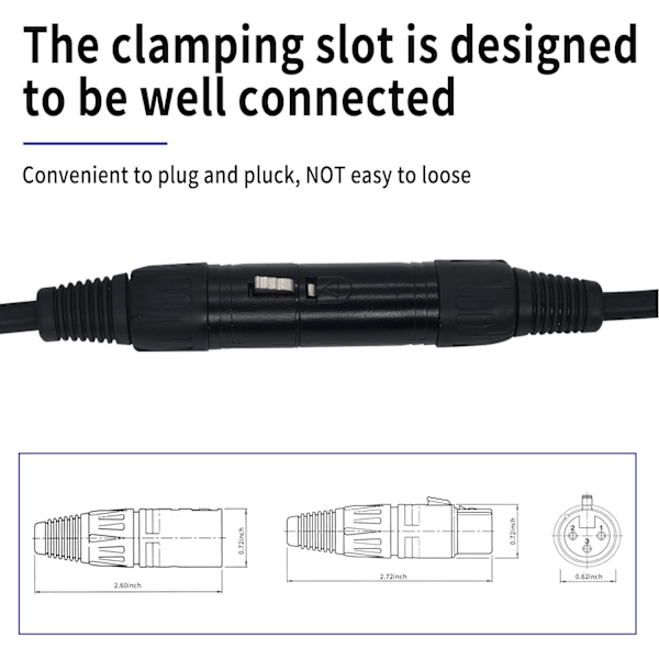 3' XLR-kablar, 3-stifts mikrofonkabel, studiokabel, 16,4 fot/5 m