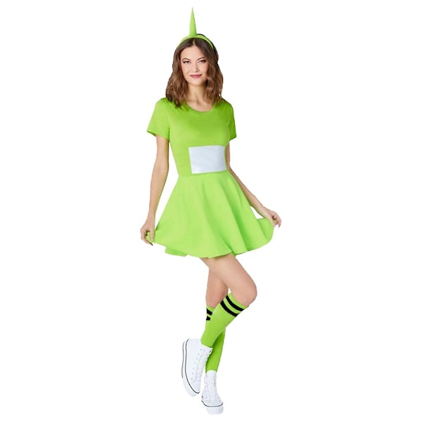 Kvinder Teletubbies Kostumer Tinky Winky Dipsy Laa-laa Po Cosplay Kjole Halloween Party Fancy Dress Up Outfit Sæt Grøn Green L