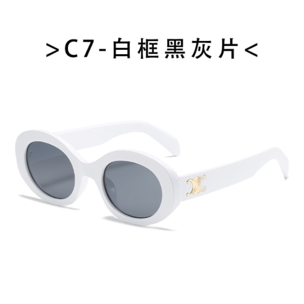 High-Quality Sunglasses with Arc de Triomphe Gold Logo, Oval Sunglasses in White 52*22*145 White