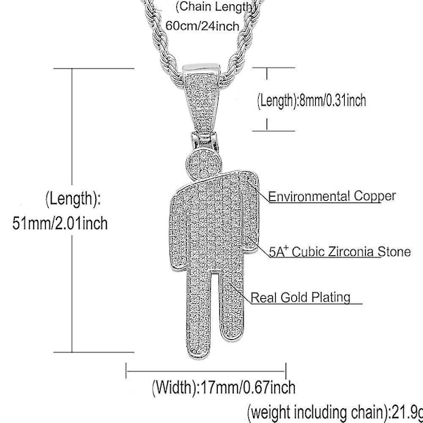 Billie Eilish Halsband Hänge Rostfritt Stål Halsband (silver, 1 st)