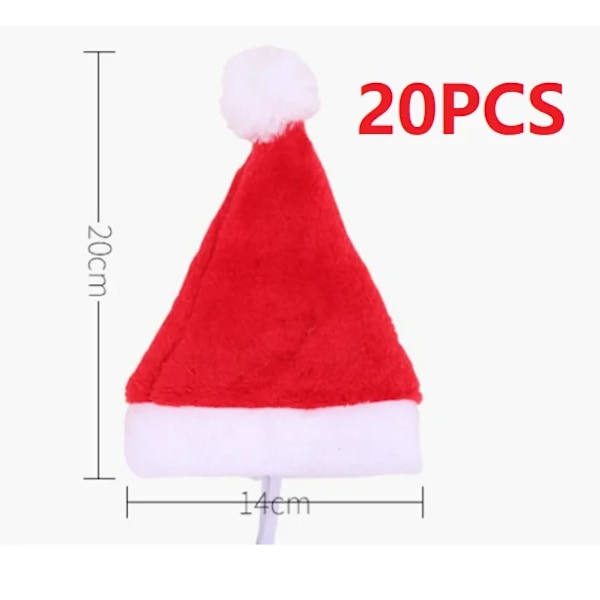 20pcs Dog Santa Hat Pet Christmas Hat Soft Plush Cat Hat Pet Costume for Puppy Cat Puppy Products