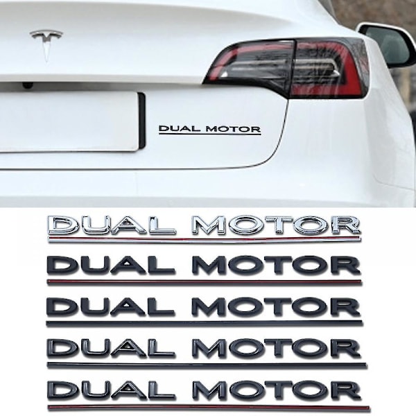 Tesla Model 3 Y Twin Engine Performance -merkki 3D-metallinen takaluukun merkki tarra koristeelliset lisävarusteet (Twin Engine) kromi