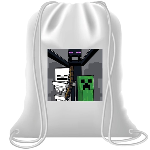 Gym bag children in white color with Minecraft white