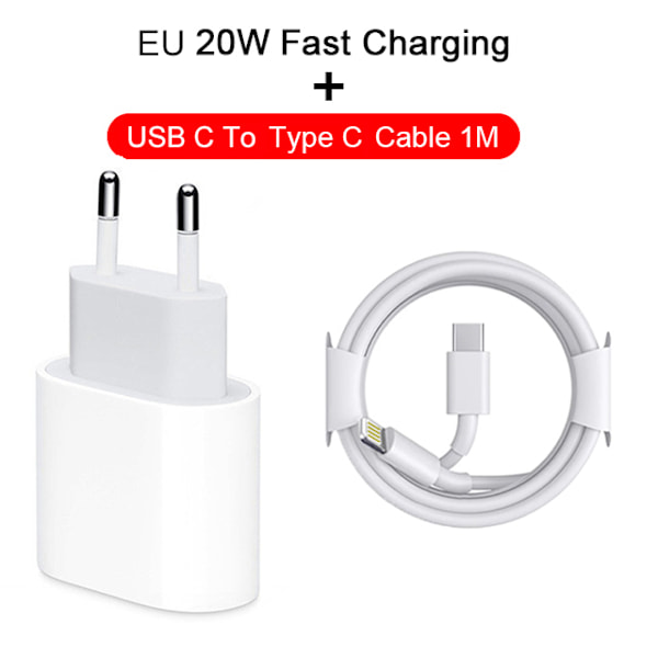 20W Original USB-C Snabbladdare för iPhone 11 12 13 14 Pro Max mini Typ C Snabbladdning för iPhone 8 Plus XR XS MAX USB-C Kabel