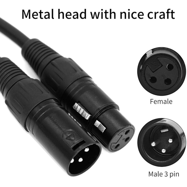 3' XLR-kablar, 3-stifts mikrofonkabel, studiokabel, 16,4 fot/5 m