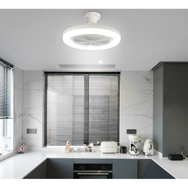 10 tuuman LED-kattovalaisin tuulettimella (valkoinen), E27 36W himmennettävät kattotuuletinvalot, hiljainen valkoinen{DH}