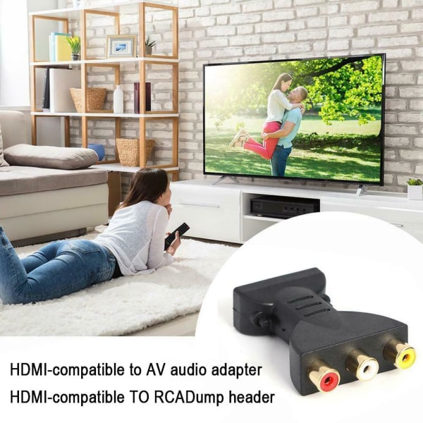 HDMI Hane till 3 RCA Hon Komposit AV Audio Video Konverterare Adapter