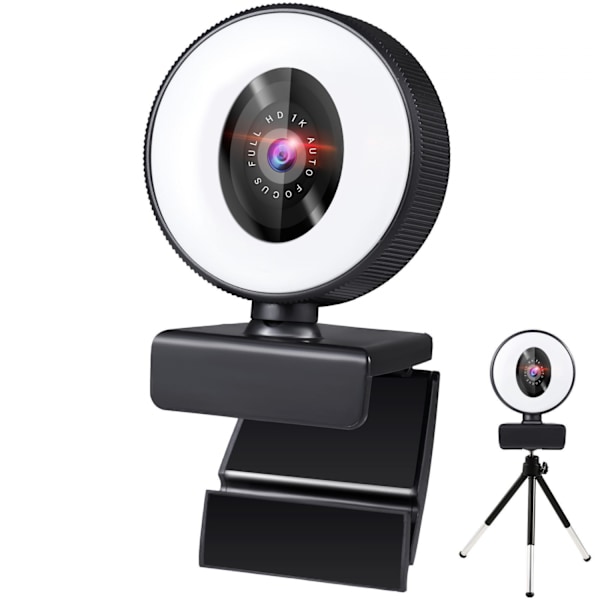 1080P webcam with microphone and ring light Full HD