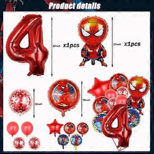11 kpl Spidey-ilmapalloja supersankari-syntymäpäiväjuhlien koristeluun, sarjakuva-folioilmapallokimppu lapsille, punainen