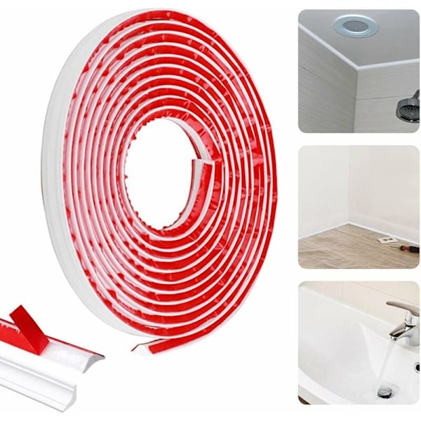 Flexibel självhäftande list 5m kvartslist vattentät vit kvartslist plastkvadrant för väggfogar storlek S 12mmx9m