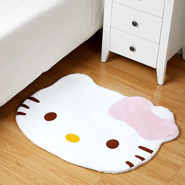 Kitty Matta Tecknad Dörrmattor Anime Matta Kawaii Mattor Söt Sittdyna Katt Kudde Flickor Dekor Sittdyna Barn Area Mattor (Rosa+Vit+Brun)