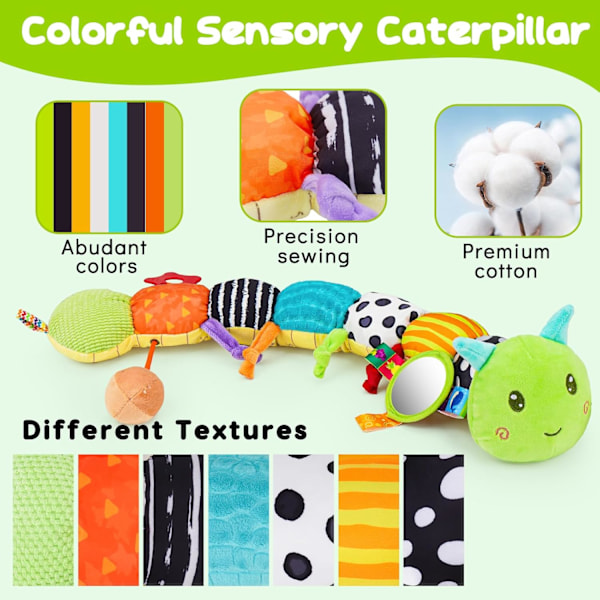 Baby Sensory Leksaker 0-3 Månader Musikdjur Plyschlarv Leksak Baby Spegel Rassel 6-12 Månader Pojke Flicka Nyfödd Födelsedagspresent