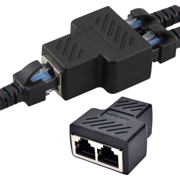 till 2 LAN Ethernet Nätverkskabel RJ45 Splitter Plug Adapter