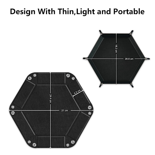 Hexagonal Desktop PU Oppbevaringsboks Diverse Skuff, Størrelse: 8 Tommer (Svart)