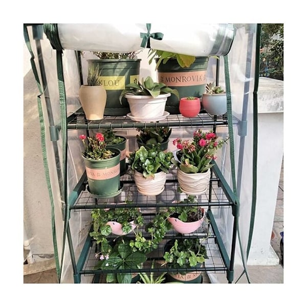 PVC Växthusöverdrag - Ersättningsöverdrag för mini-växthus för inomhus- eller utomhusbruk (järnfäste ingår ej) 69x49x155cm