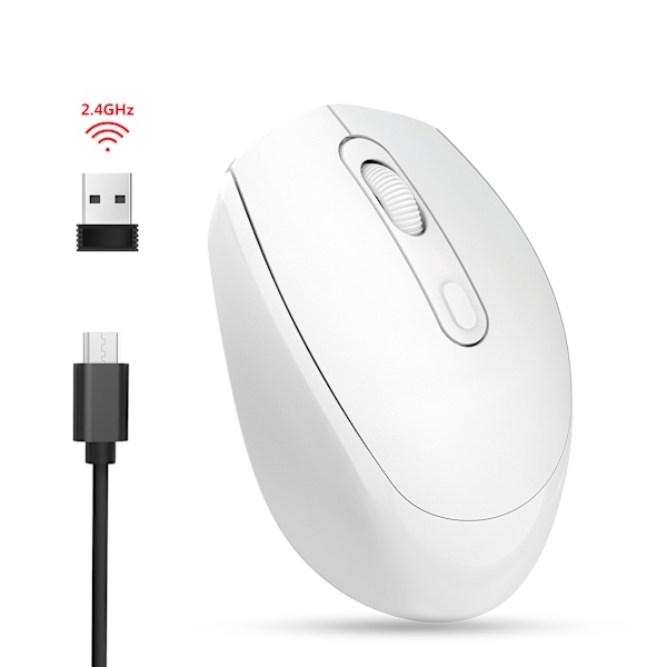 Mini Trådlös Bluetooth Mus, Knappar för Portabel Android Tablet PC, Fungerar utan USB-mottagare, Vit