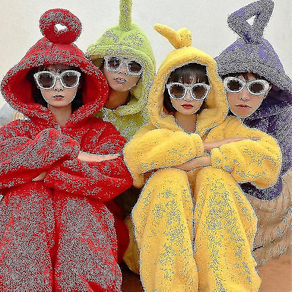 Unisex Teletubbies Kostymer Disi Onesies Lala Pyjamas Vuxna Pyjamas -ge Gul Yellow XXXXS