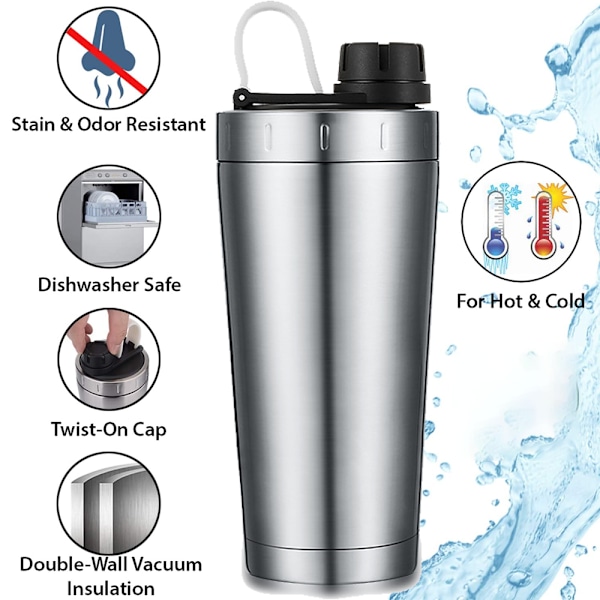 Protein shaker i rustfrit stål - protein shaker med kugle