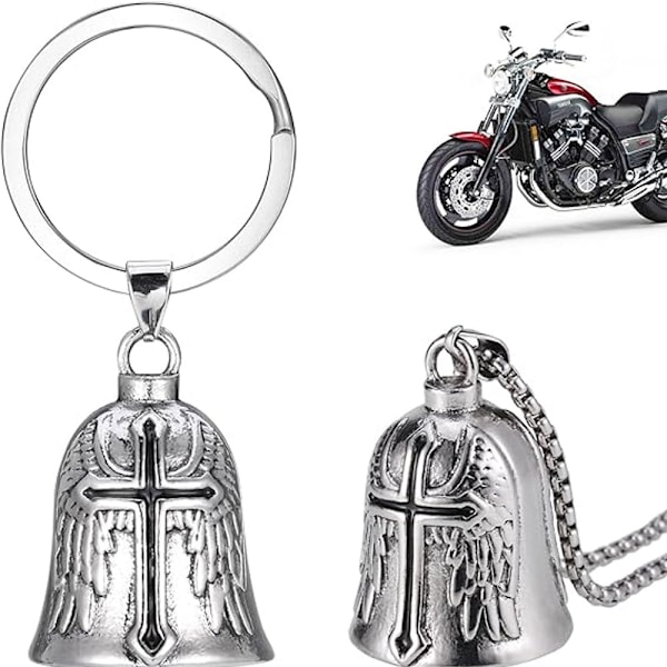 stk motorcykelbeskyttelsesklokker, engelbeskyttelsesklokke med kæde, rustfrit stål【ad】