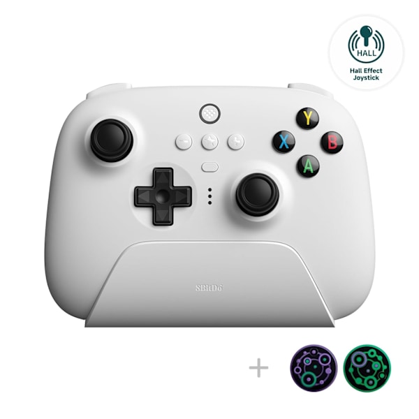 Ultimate 2.4g trådløs kontroller, joystick-oppdatering, Pro Gamepad med bakknapper og turbofunksjon for PC, Android, Steam Deck og Apple (hvit) White