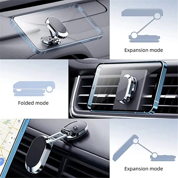 1080° Kääntyvä Magneettinen Autopuhelinpidike Magneetti Älypuhelimen Tuki GPS Taitettava Puhelinteline Autoon